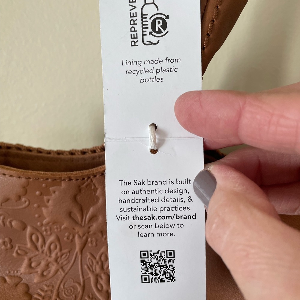The Sak Tan Leather Embossed Tote with Tassel - Picture 10 of 12